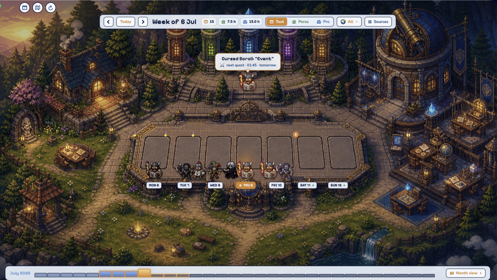 The Kingdom view at night: your week's heroes gathered at the observatory